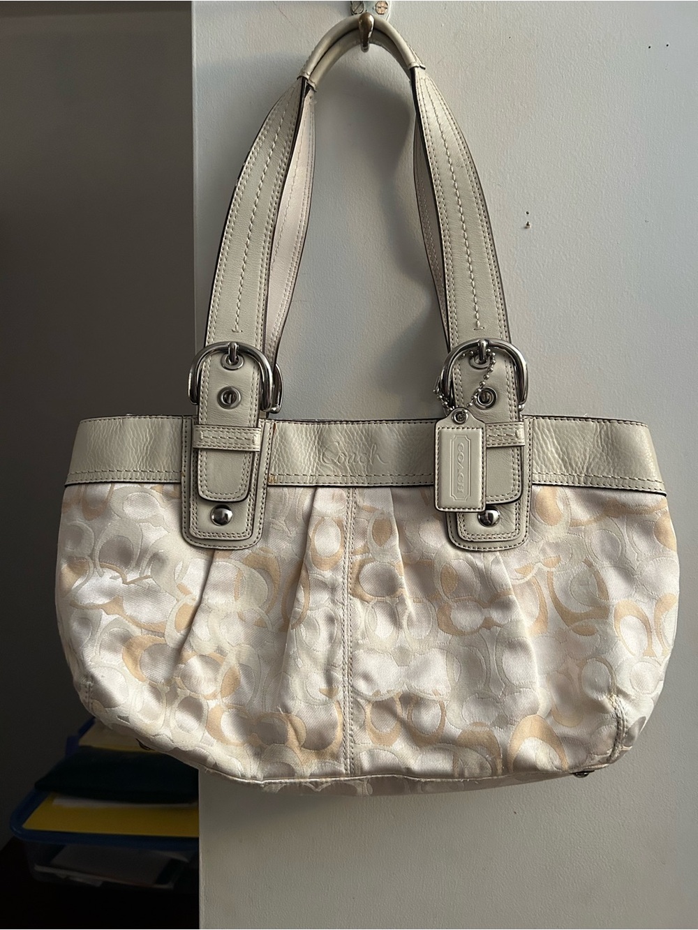 Coach Signature Gallery Tote Satchel or Soho Pleated Optic Signature Tote